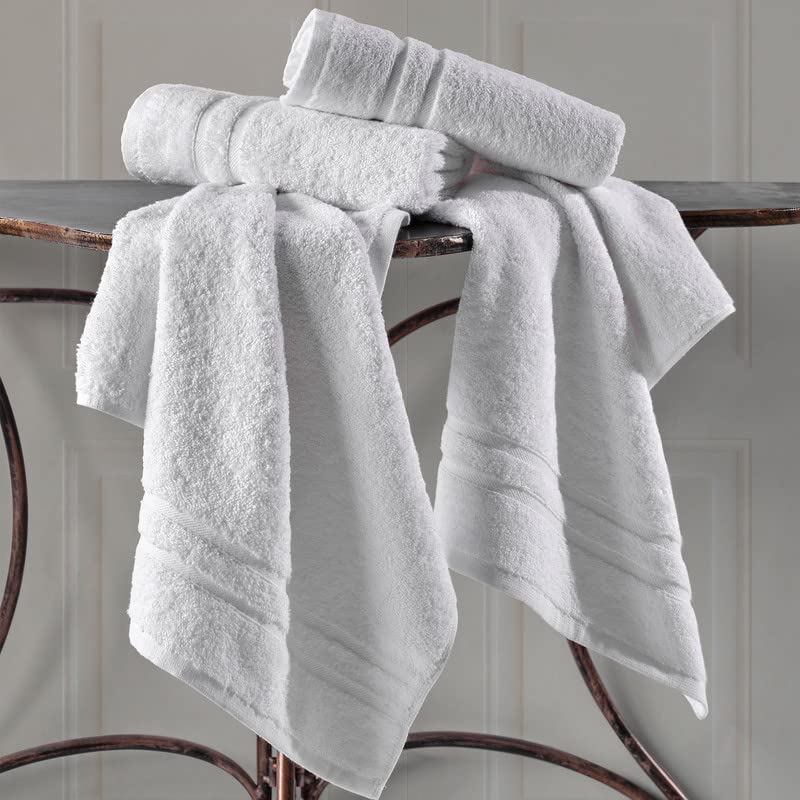 Hammam Linen White Hand Towels 4-Pack -16 x 29 Turkish Cotton Premium Quality Soft and Absorbent Small Towels for Bathroom
