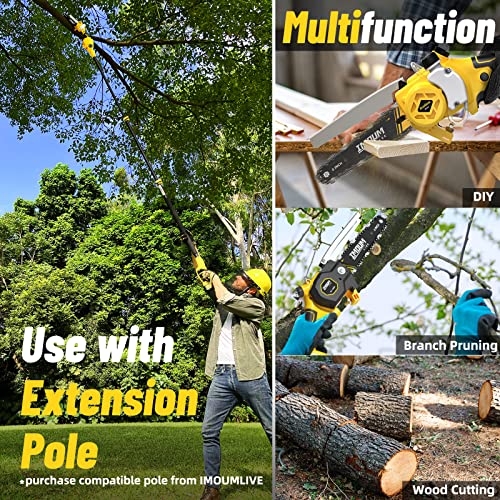 Mini Chainsaw Cordless 6'' with 2×21V Battery, IMOUMLIVE Brushless Powerful Electric Small Hand Portable Chain Saw with Auto Oiler, Lightweight, 2.2 lbs, Handheld, Easy For Pruning, Cutting, Trimming