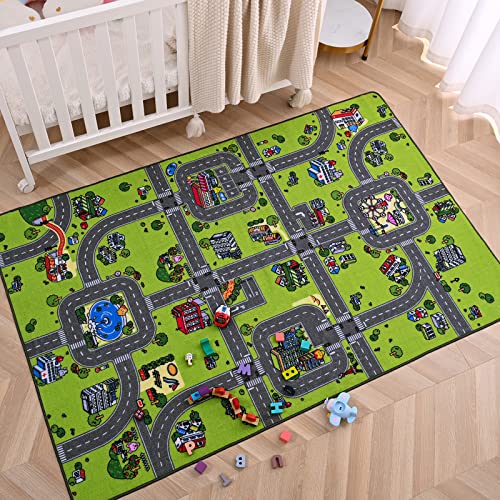 Softlife Kids Carpet Play Mat Rug 35" x 59" City Life Great for Playing with Cars Children Area Rugs for Bedroom Playroom Nursery