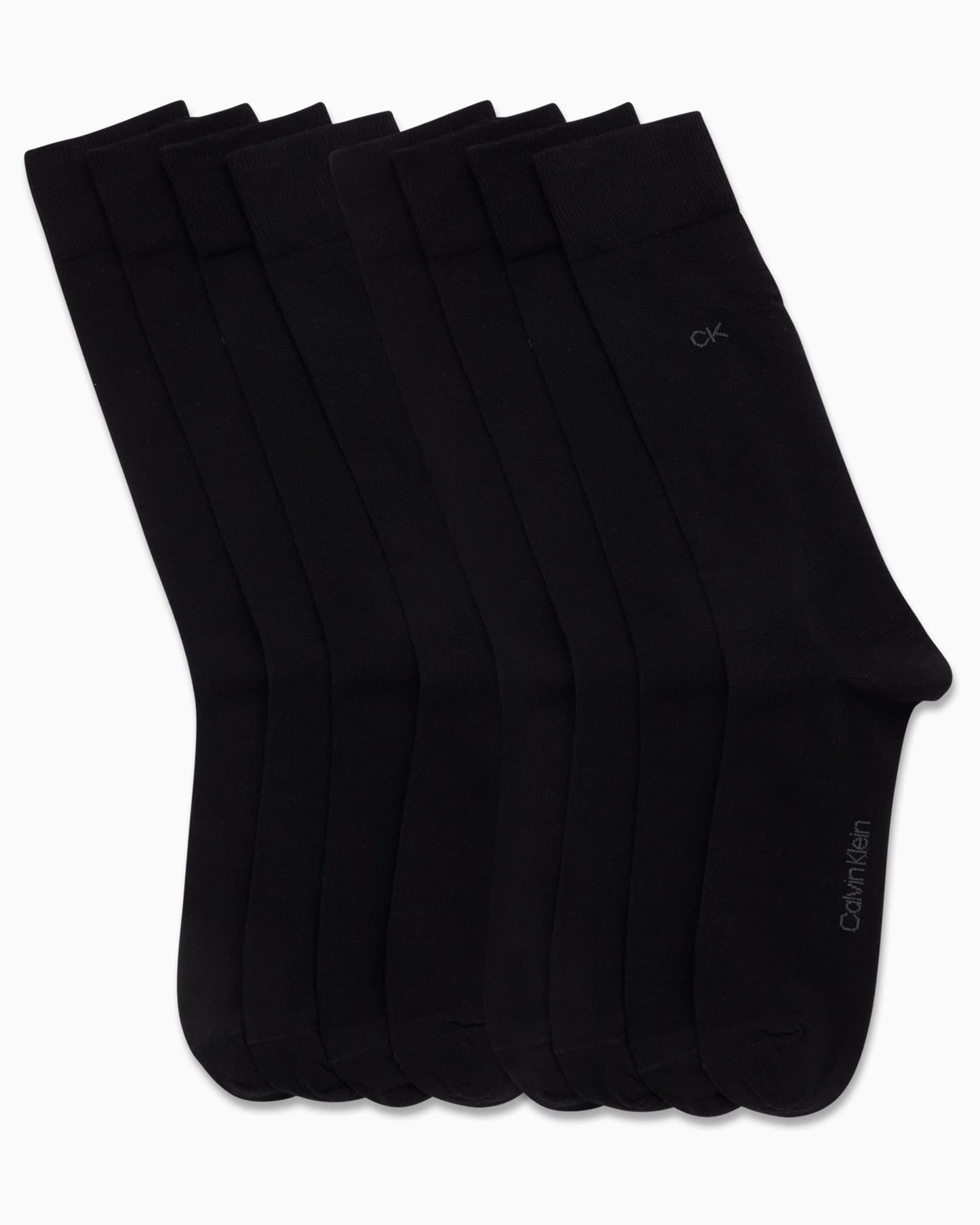 Calvin Klein Men's Dress Socks - Lightweight Cotton Blend Crew Socks (8 Pack), Size 7-12, Solid Black