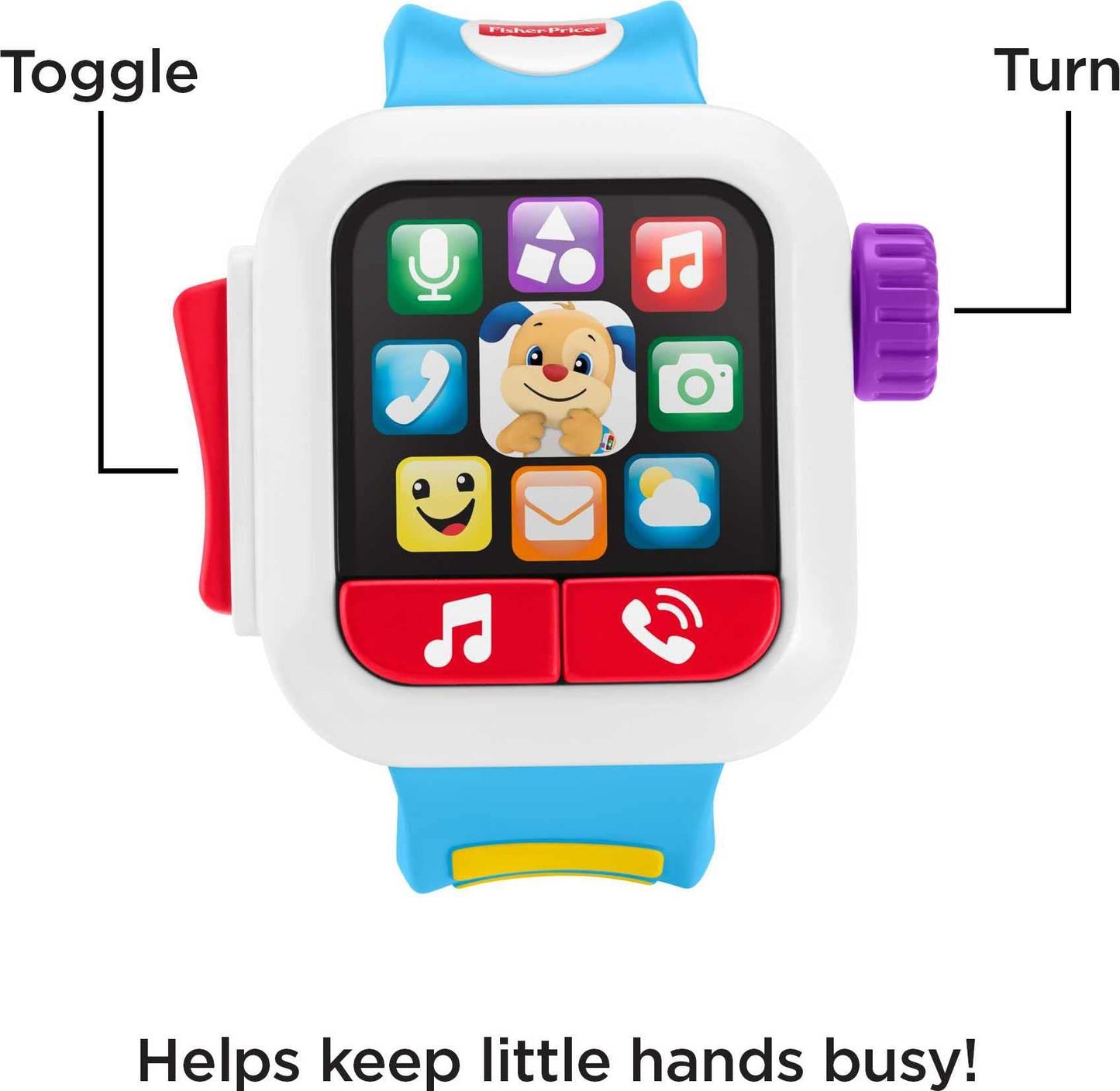 Fisher-Price Laugh & Learn Baby to Toddler Toy Time to Learn Smartwatch with Lights & Music for Pretend Play Ages 6+ Months