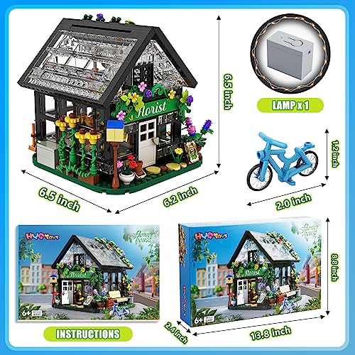 HYG Toys Flower House Building Set, with LED Lights Warmth Building Blocks Set Gift for Kids Children Boys Girls Age 6 to12 Educational Toys (625 Pcs)