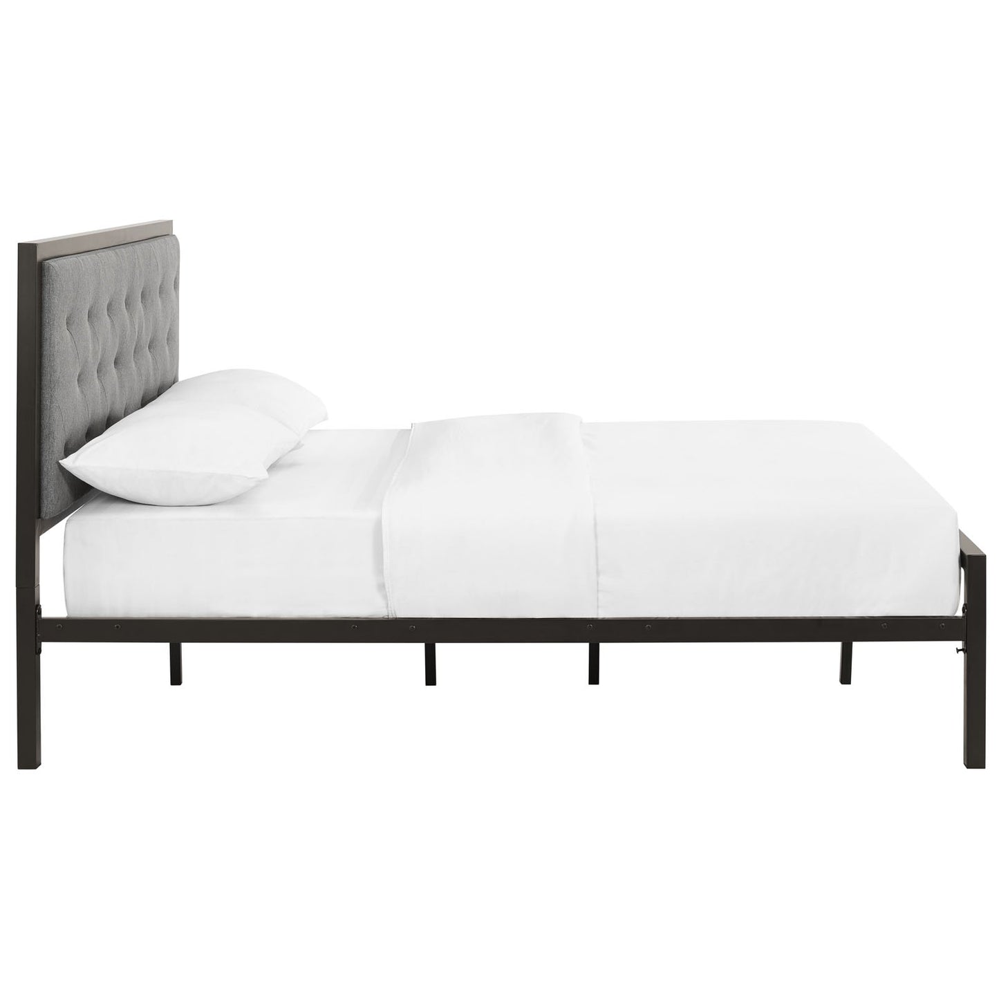 UPDATE: DEAD! Modway Mia Upholstered Brown Beige Tufted Platform Bed with Metal Slat Support in Full