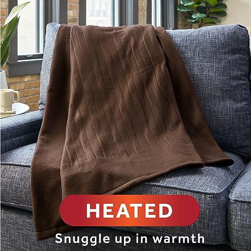 Sunbeam Royal Ultra Walnut Heated Personal Throw / Blanket, Cozy-Warm, Adjustable Heat Settings