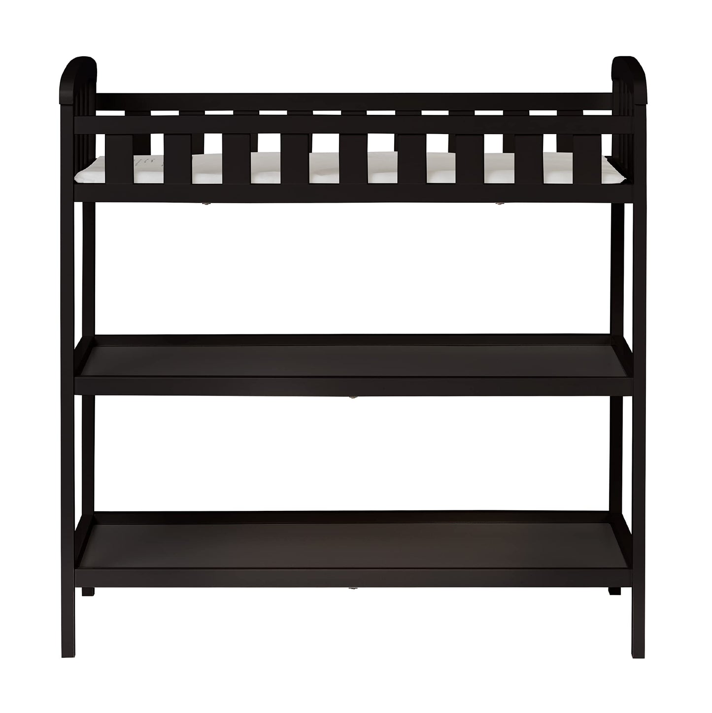 Dream On Me Emily Changing Table In Black, Comes With 1" Changing Pad, Features Two Shelves, Portable Changing Station, Made Of Sustainable New Zealand Pinewood