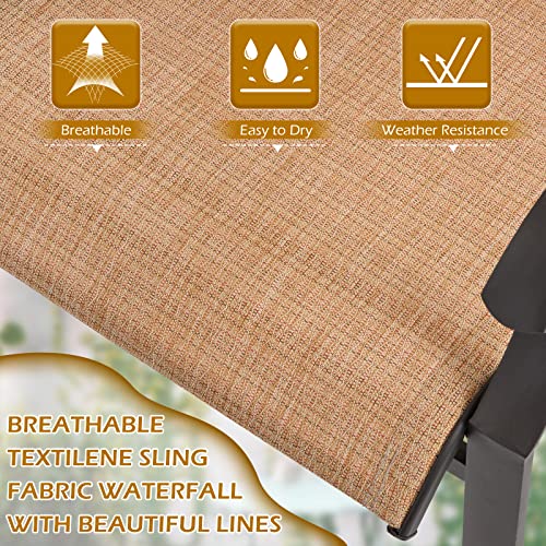 Erinnyees 4 PCS Outdoor Textilene Dining Chairs, Coated Metal Frame Textilene Chair with High Back and Armrest for Patio, Deck, Yard and Poolside…
