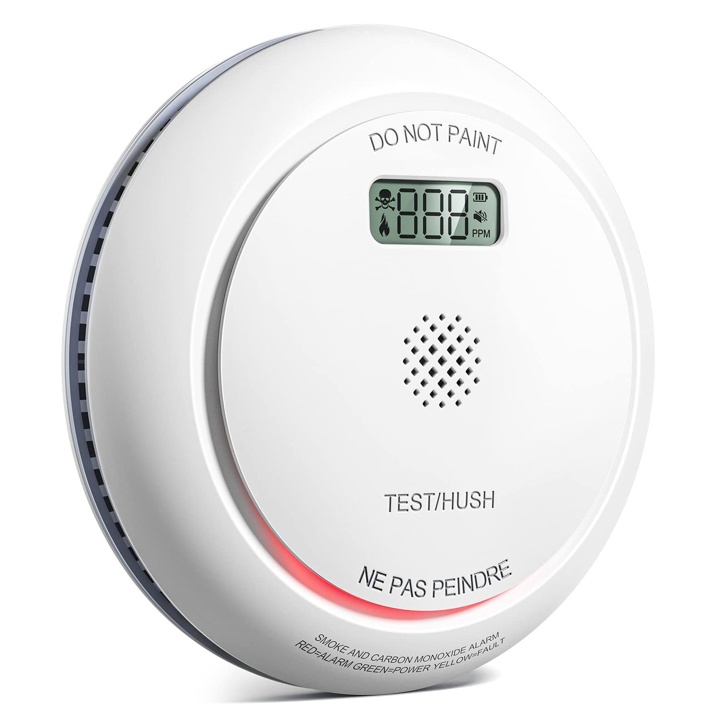 Jemay Combination Smoke and Carbon Monoxide Detector, Battery Operated Smoke Detector Carbon Monoxide Detector Combo with 10-Year Lifespan,Large LCD Display, Test/Silence Button, 1 Pack