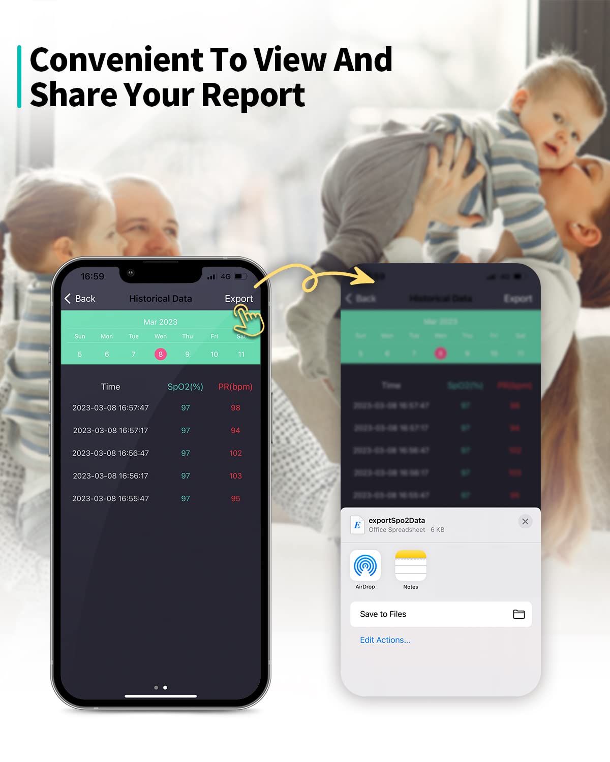 HealthTree Bluetooth Pulse Oximeter Fingertip, Blood Oxygen Saturation Monitor and Heart Rate Monitor with Free APP, for Apple and Android, 2 X AAA Batteries, Lanyard