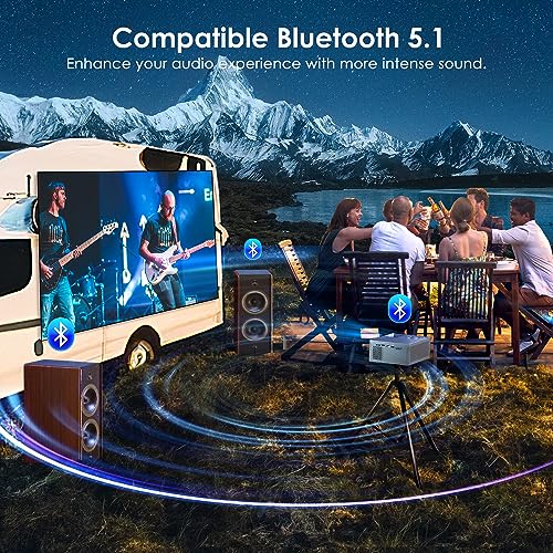 4K Support Projector with Wifi and Bluetooth, OWNKNEW Portable Mini Projectors for Outdoor Movies Use, Video Projector Compatible with TV Stick, Laptop, Smartphone, Xbox, PS5