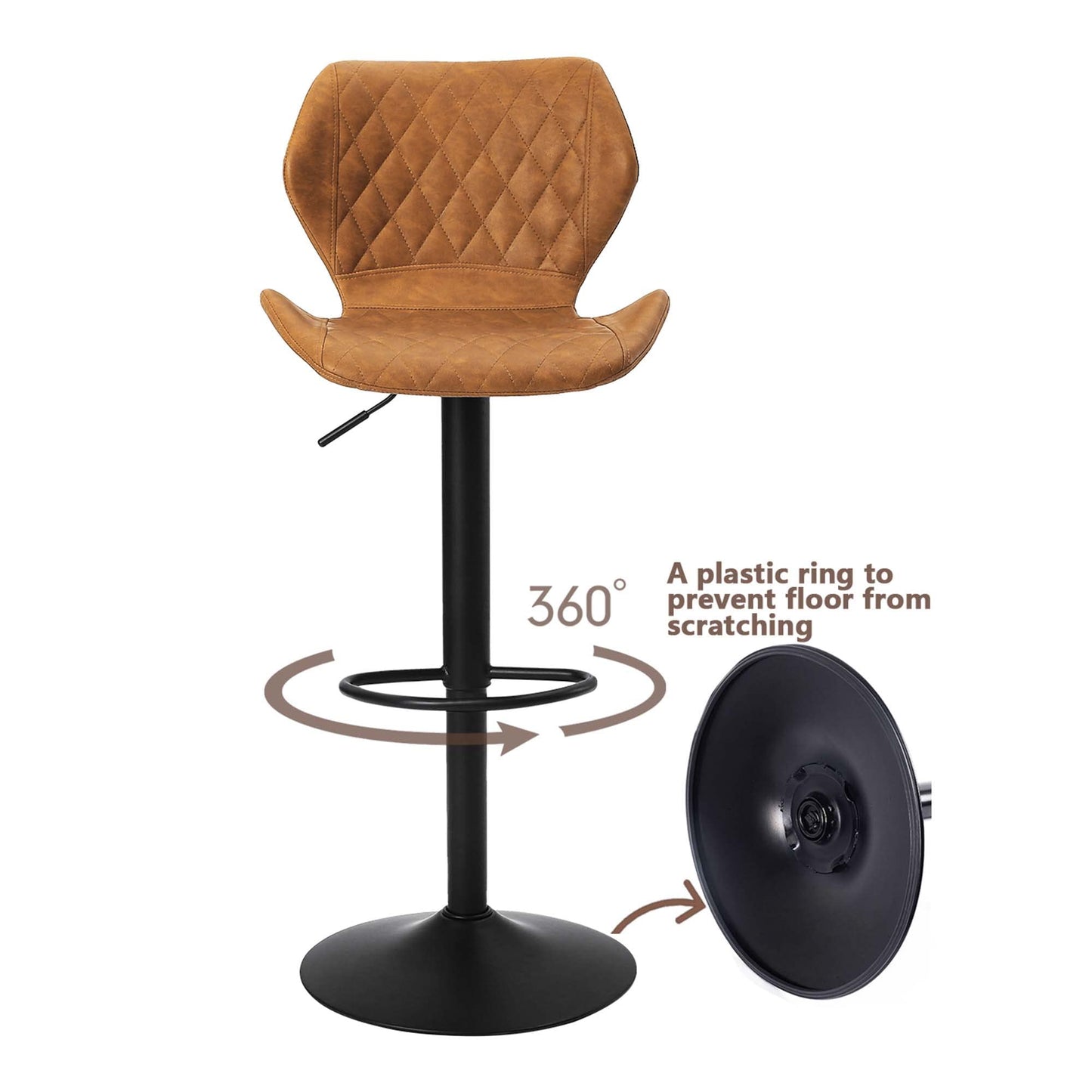 SUPERJARE Adjustable Bar Stools Set of 2, Rustic Swivel Barstools with Back, Modern Counter Height Chairs for Pub Kitchen, Brown