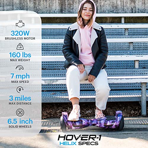 Hover-1 Helix Electric Hoverboard | 7MPH Top Speed, 4 Mile Range, 6HR Full-Charge, Built-In Bluetooth Speaker, Rider Modes: Beginner to Expert, Black