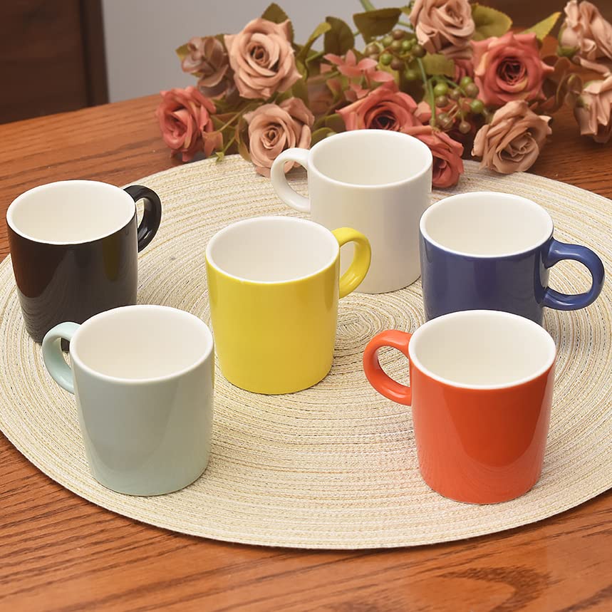 homEdge Mini Procelain Espresso Cup, 4 Ounces / 120 ml Tiny Ceramic Coffee Mugs Demitasse for Espresso, Tea- Set of 6, Black