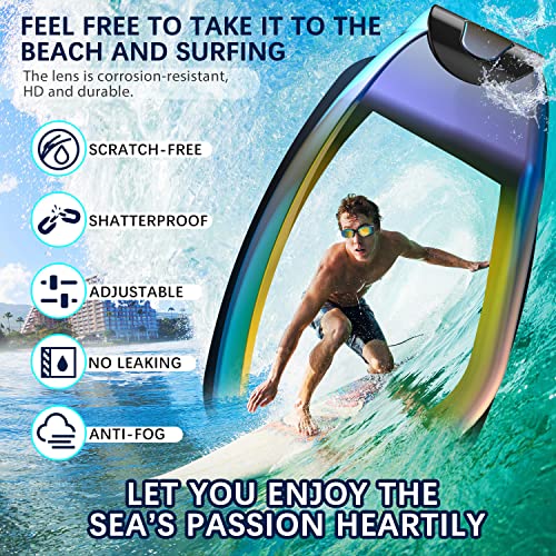 Swimming Goggles,Swimming Goggles Connected to Earplugs +Nose Clips+Elastic Swimming Caps, Swimming Goggles No Leaking Full Protection Adult Men Women Youth (yellow&blue)