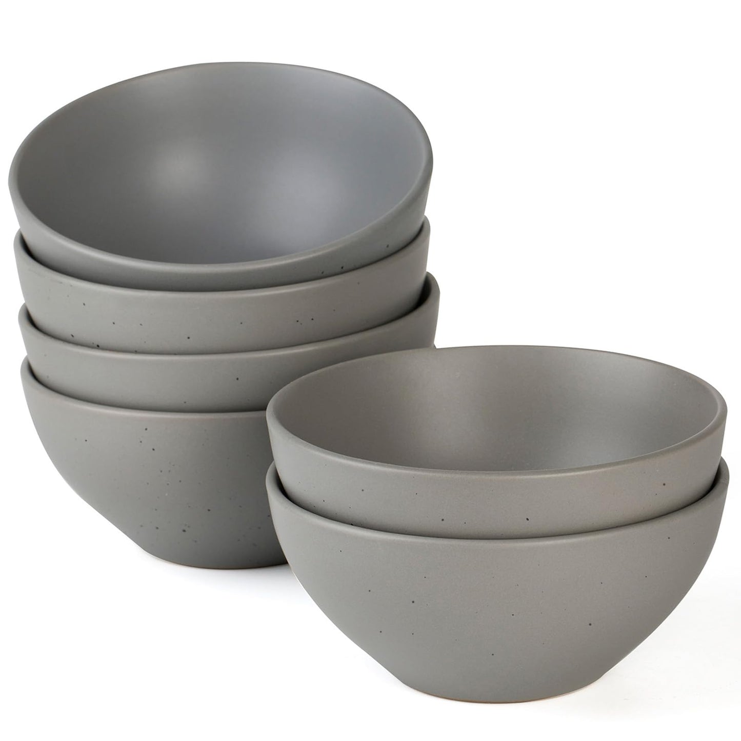 famiware Ceramic Bowls for Kitchen, Cereal Bowls Set of 6, Bowls for Cereal, Soup, Oatmeal, Rice, Pasta, Salad - Dishwasher & Microwave Safe, Dark Grey…
