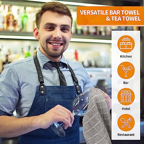 HOMERHYME Kitchen Towels, 8 Pack Microfiber Dish Towels Kitchen Washcloth, 270 GSM Grey All-Purpose Quick Dry Reusable Lint Free & Absorbent Tea Towels for Kitchen, Bar, Shop & Hotel 25'' x 15''