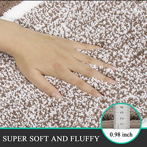 Pauwer 3 Piece Bath Mat Set Bathroom Rugs, Non Slip Plush Bathroom Mats, Absorbent Shaggy Bathroom Rug Set with U-Shaped Contour Toilet Mat for Bathroom Bedroom Living Room