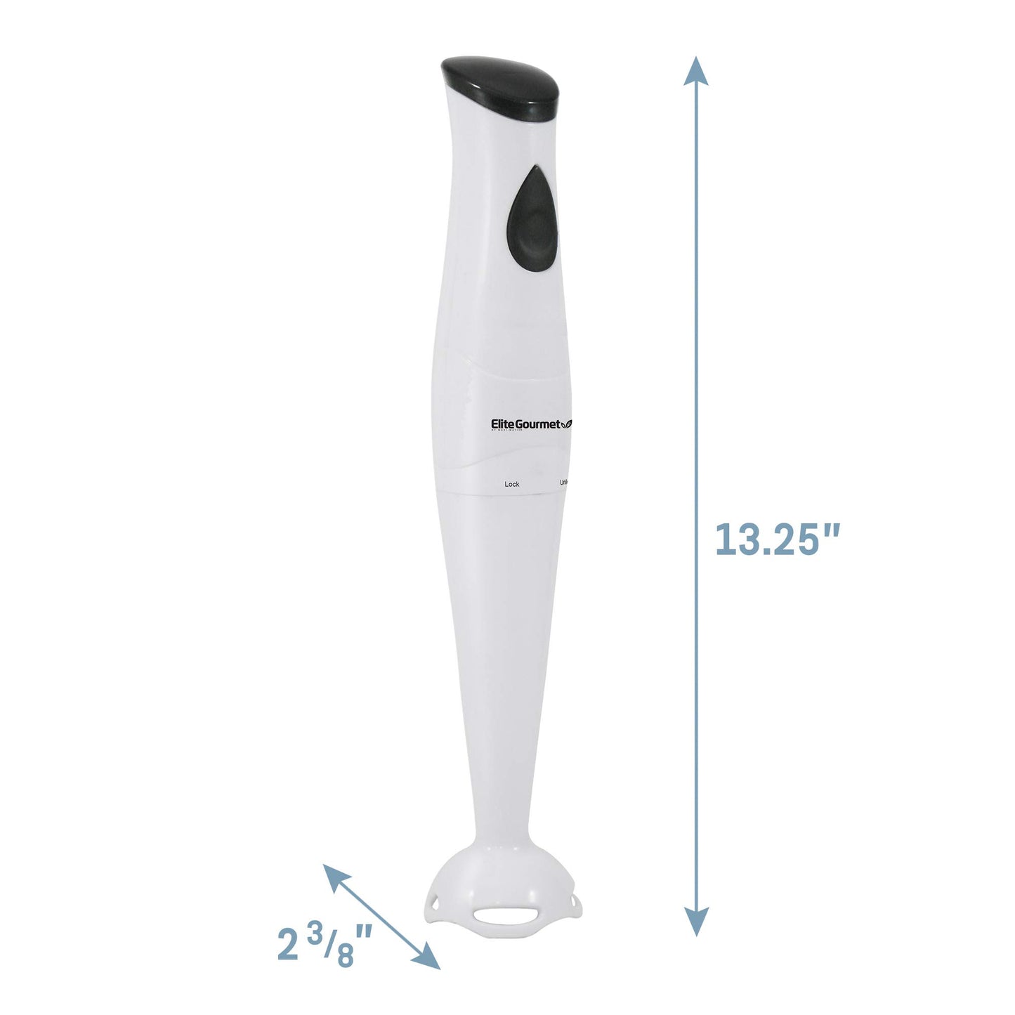 Elite Gourmet EHB-2425X Electric Immersion Hand Blender, Mixer, Chopper, 1-Touch Control Multi Purpose Electric Immersion Stick, Mixer, Chopper, 150 Watts, For Soups, Sauces, Baby Food, White