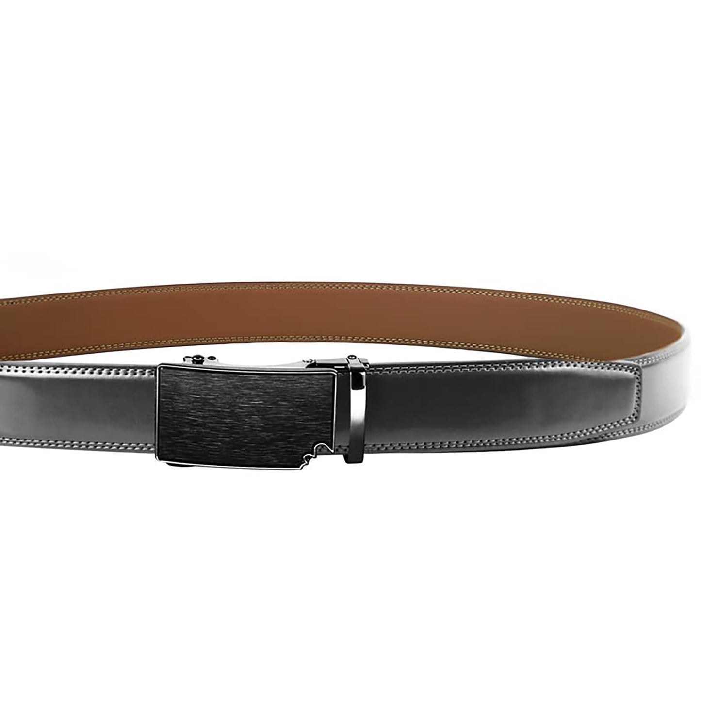 Coipdfty Mens Belts Leather Ratchet Adjustable Men's Belts for Casual Jeans Pant (Brushed black-black buckle-black belt 31"-36")