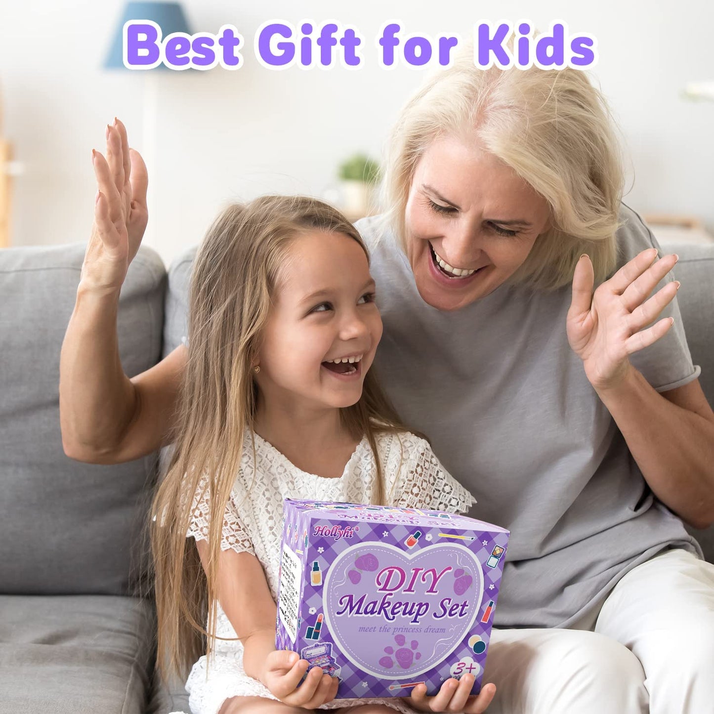 Hollyhi Kids Makeup Kit for Girl, Washable Makeup Set Toy with Real Cosmetic Case for Little Girl, Pretend Play Makeup Beauty Set Birthday Toys Gift for 3 4 5 6 7 8 9 10 Years Old Kid (Purple)