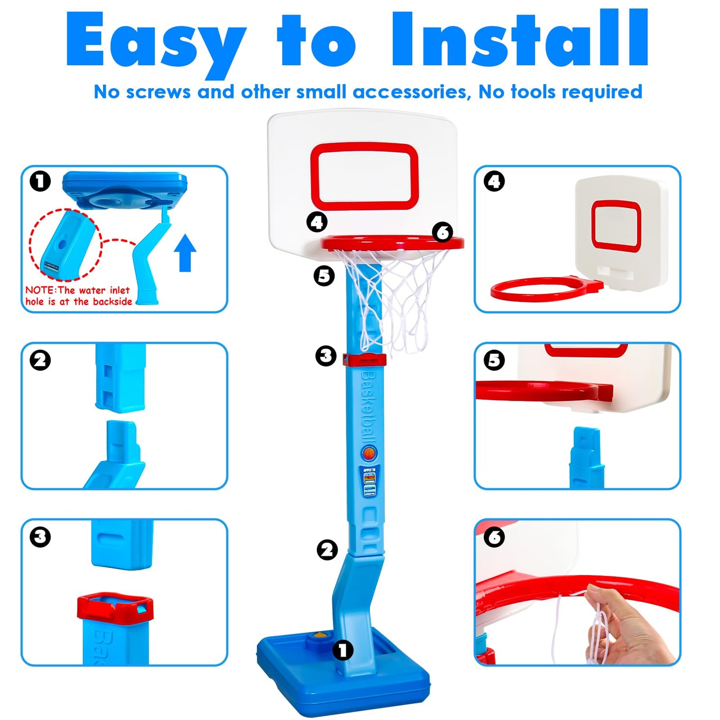 Fajiabao Toddler Basketball Hoop Indoor Adjustable Height Poolside Basketball Hoop Outdoor with Base Mini Basketball Hoop with 3 Balls Swimming Pool Toys Basketball Games for Kids Birthday Gift