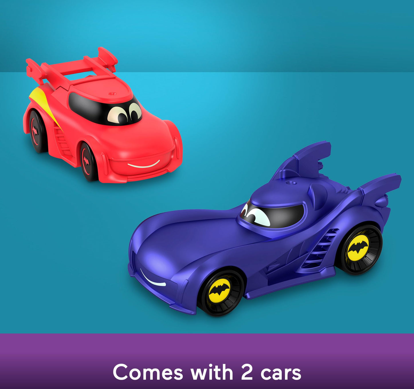 Fisher-Price DC Batwheels Toy Car Race Track Playset, Launch & Race Batcave with Lights & Sounds, Bam The Batmobile & Redbird Vehicles, Ages 3+ Years