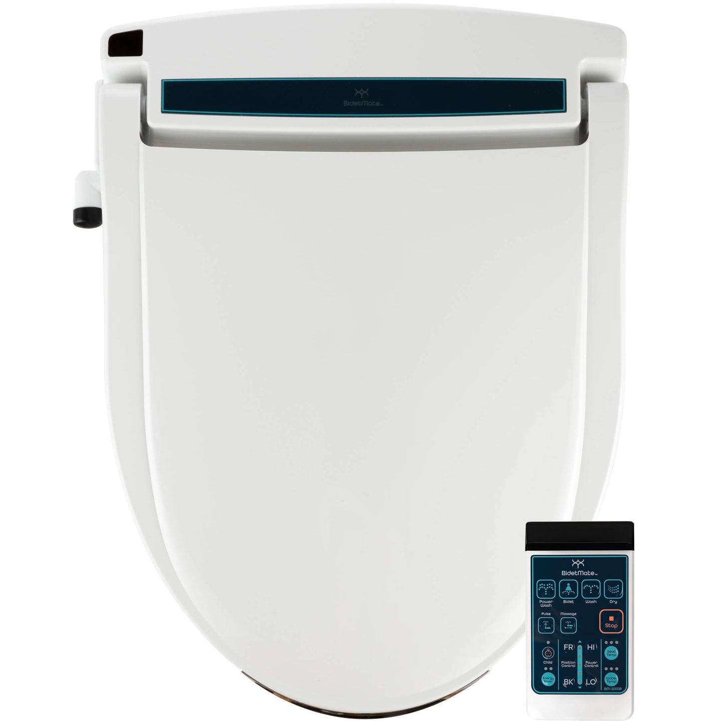 BidetMate 2000 Series Electric Bidet Heated Smart Toilet Seat with Unlimited Water, Side Control Panel, Deodorizer, and Warm Air Dryer - Adjustable Self-Cleaning Fits Round Toilets