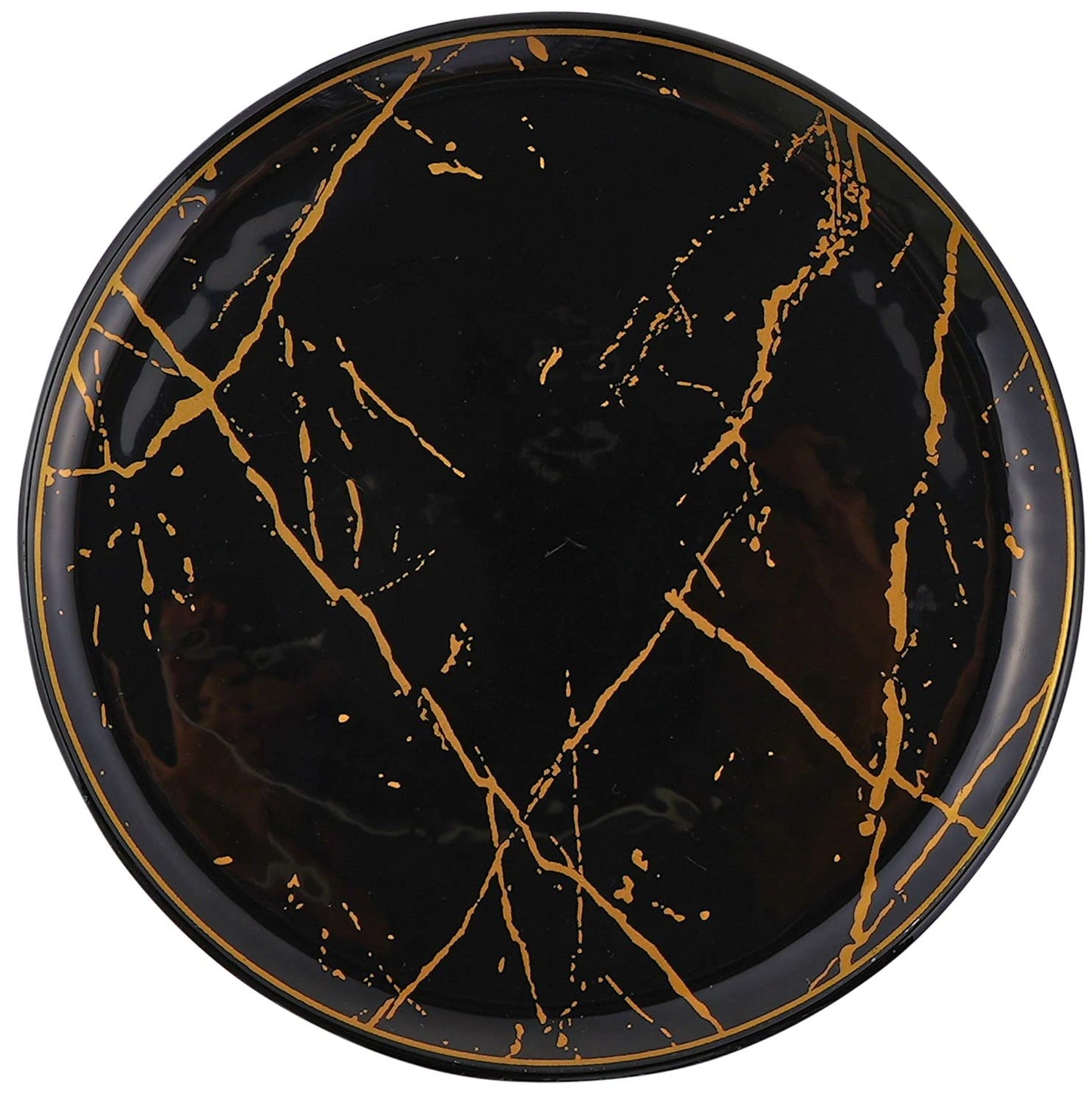 GURCUGLASS Glass Plate Set 7,8 Inch - Salad Plates | Dessert Appetizer Plates - Glass Lunch Plates - Small Plates Set, Set of 6, Suitable for Snacks, Appetizer, Home, Party, Restaurant (Black Marble)