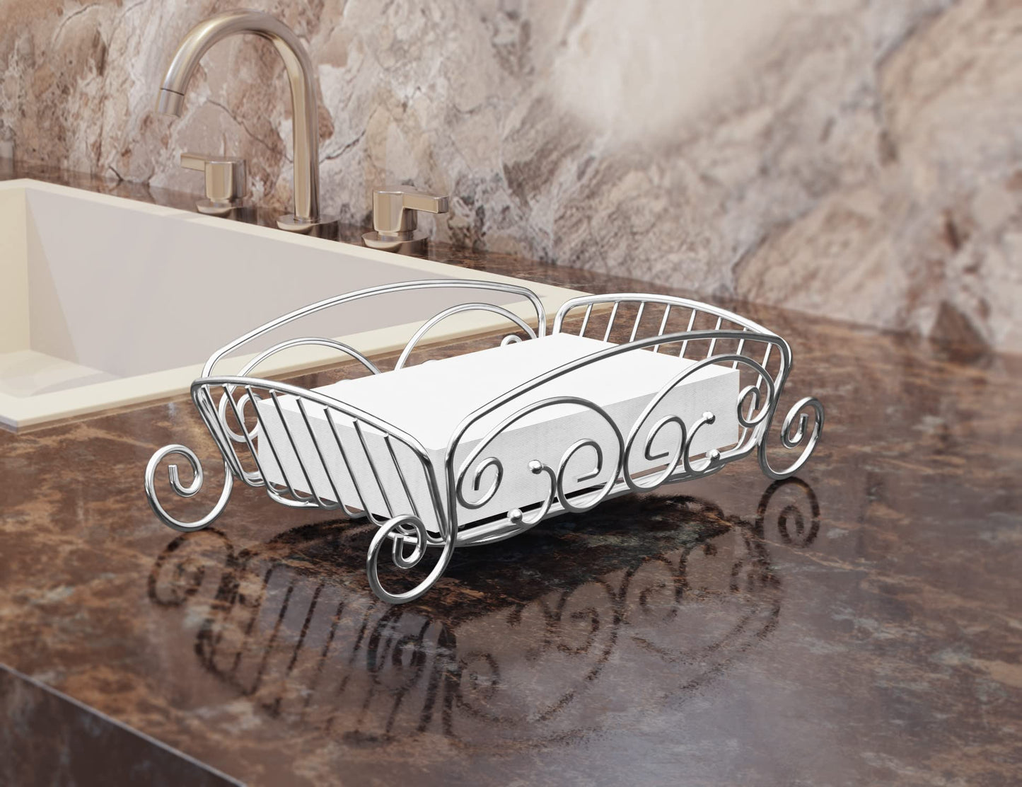 LEVIMETREE Guest Towel Silver Napkin Holder Guest Towel Holder for Tables Modern Serviette Holder Tissue Dispenser Perfect for Outdoor Events -Dining Table Napkin Holder, Home Décor Bathroom Trays
