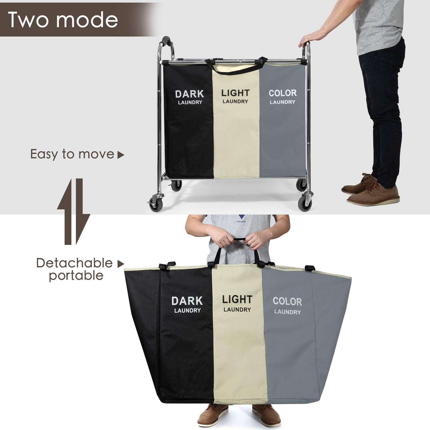 240L Laundry Hamper, Large Blanket Basket Sorter 3 Section Bag Organizer for Dirty Clothes - Stuffed Animal Toys - Towel Organization & Storage Heavy Duty Laundry Cart Baskets (White)