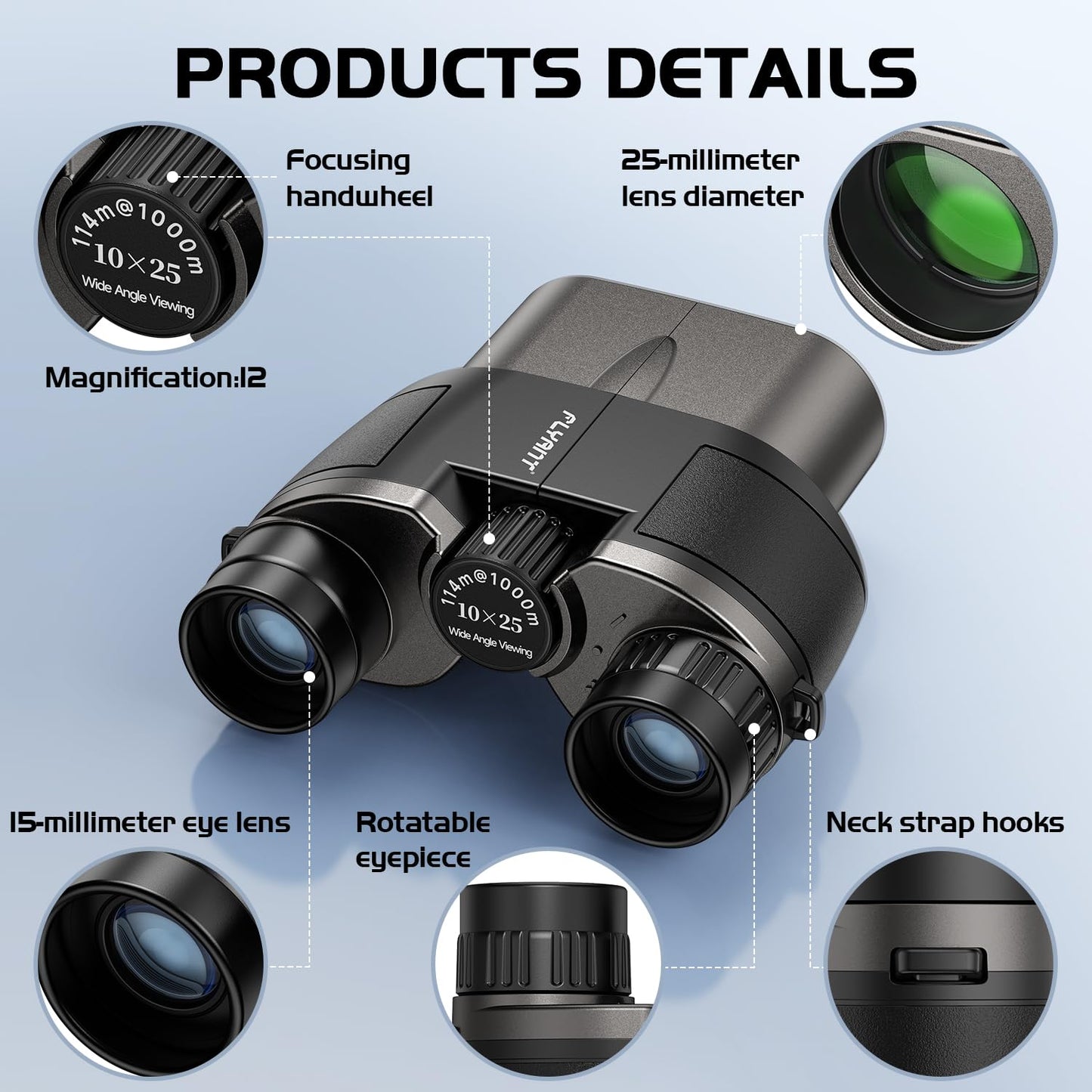 12X25 High Powered Binoculars for Adults, Compact Binoculars with Clear Low Light Vision, Easy Focus Waterproof Small Binoculars for Bird Watching, Hunting, Hiking, Cruise Ship, Travel, Concerts