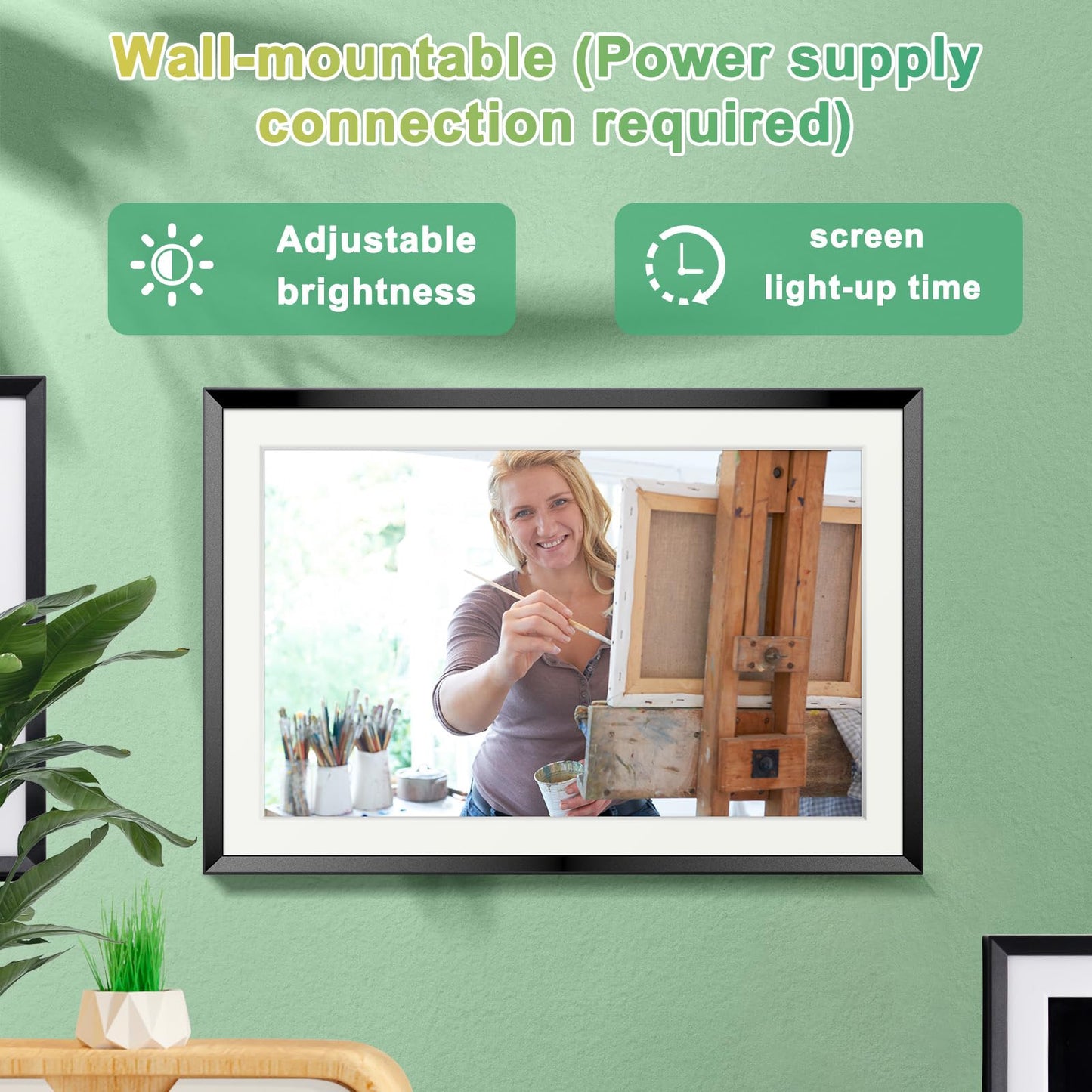 Eptusmey Digital Picture Frame:Built-in 32GB| Frameo WiFi Digital Photo Frame with 10.1" HD Touch Display, Send Pictures or Videos Remotely,Easy Setup,Great Gift| Classic Black