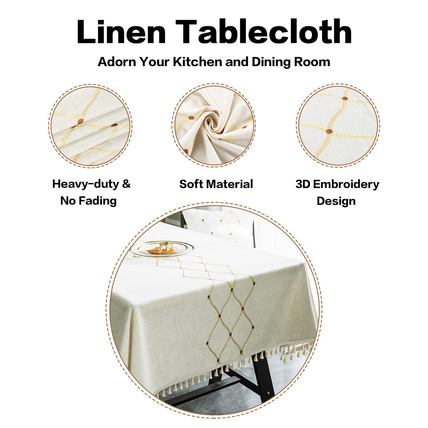 IVAPUPU Rectangle Table Cloth Linen Tablecloth Spillproof Wrinkle Free Kitchen Dinning Tabletop Decoration Table Cover Party Banquet 58''x120'' 10-12 Seats
