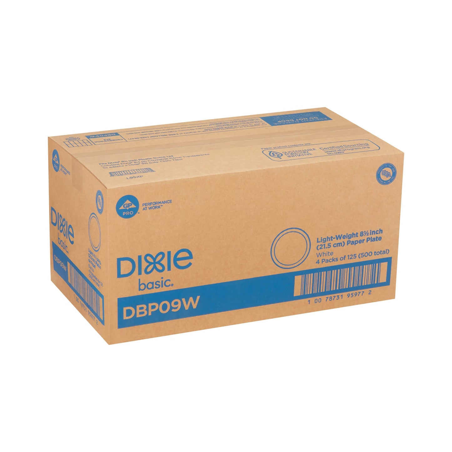 Dixie Basic 8.5" Light-Weight Paper Plates by GP PRO (Georgia-Pacific) White DBP09W 500 Count (125 Plates Per Pack 4 Packs Per Case)