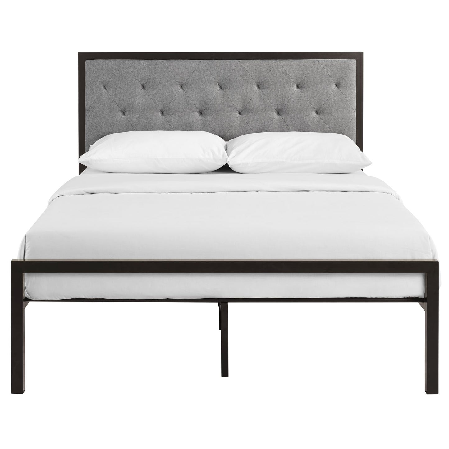 UPDATE: DEAD! Modway Mia Upholstered Brown Beige Tufted Platform Bed with Metal Slat Support in Full