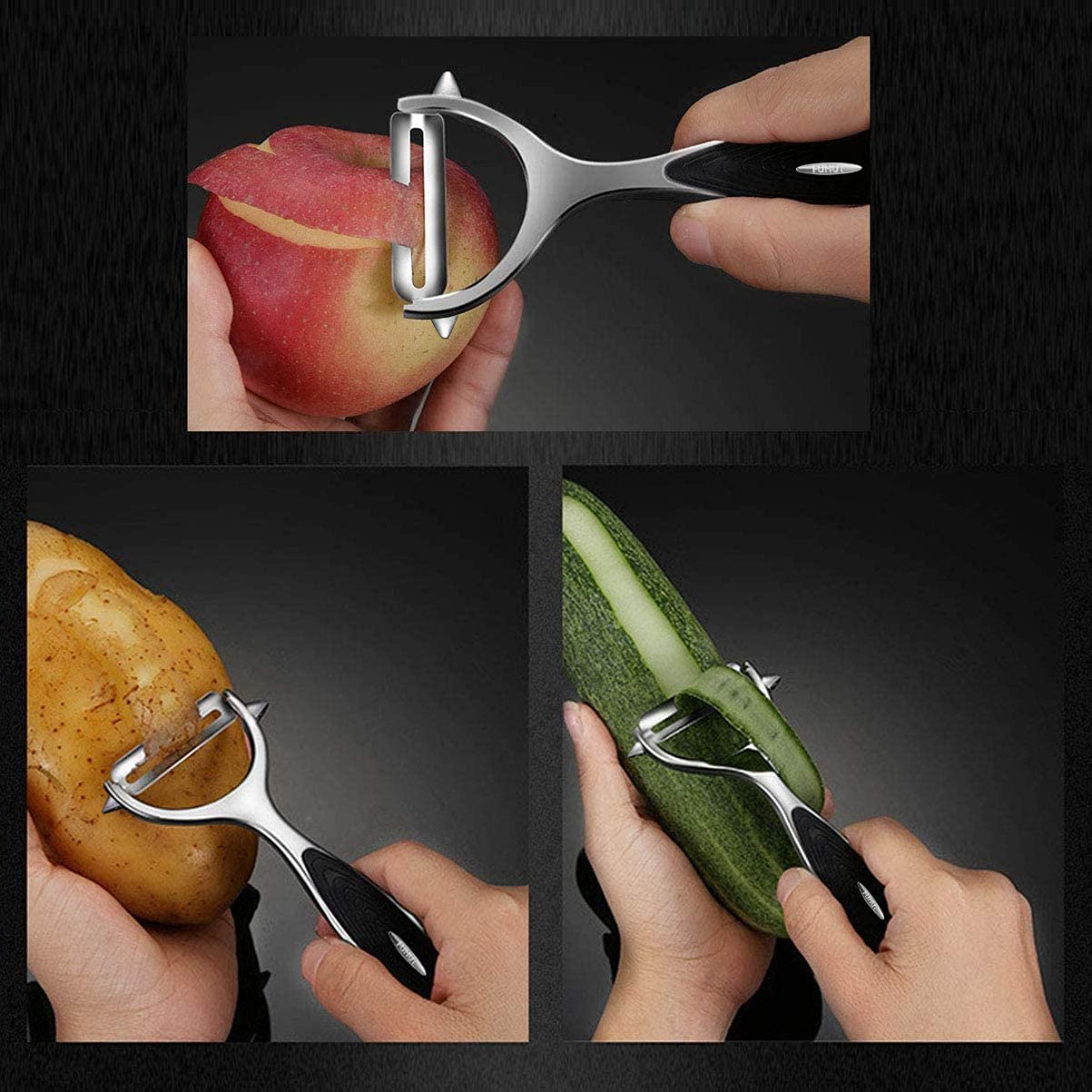 FUHUY Vegetable, Apple Peelers for kitchen, Fruit, Carrot, Veggie, Potatoes Peeler, Y-Shaped and I-Shaped Stainless Steel Peelers, with Ergonomic Non-Slip Handle & Sharp Blade, Good Durable (2PCS)