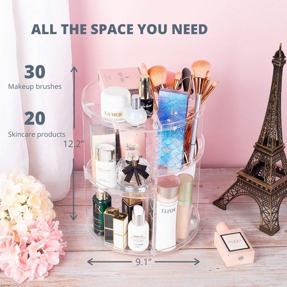 360 Rotating Makeup Organizers, Acrylic Makeup Organizers Bathroom Lazy Susan Organizer 360 Organizer Makeup Spinning Cosmetics Organizer Perfume Organizer for Cosmetics, Brushes, Creams - Clear