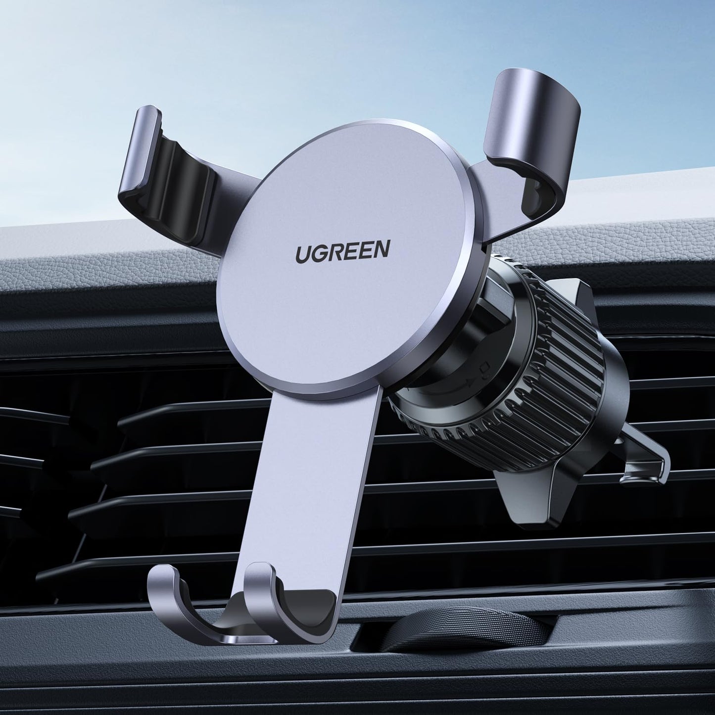 UGREEN Car Phone Holder Air Vent Gravity Car Phone Mount Aluminum Cradle Compatible with iPhone 15 14 13 12 11 Pro Max Mini Xs XR X, Space Grey
