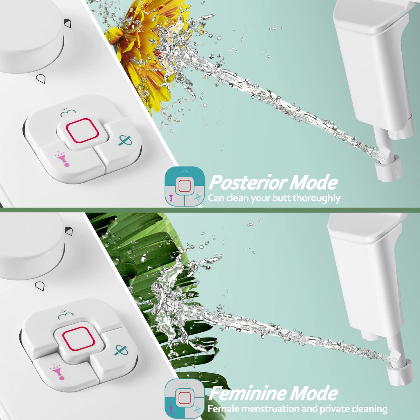 SAMODRA Bidet Attachment, Non-Electric Cold Water Bidet Toilet Seat Attachment with Pressure Controls, Retractable Self-Cleaning Dual Nozzles for Frontal & Rear Wash - White