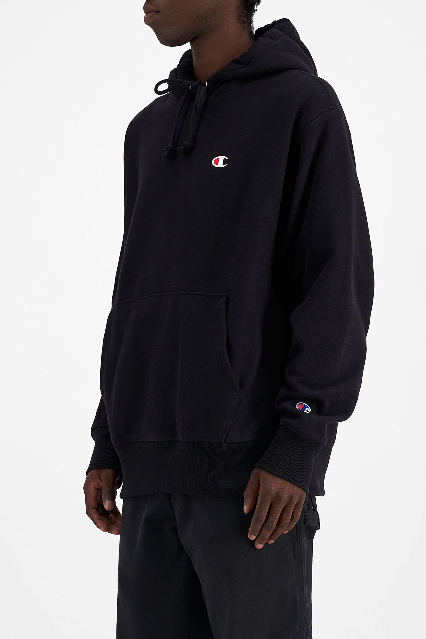 Champion mens Reverse Weave Pullover, Left Chest C Hoody, Black-y06145, Medium US