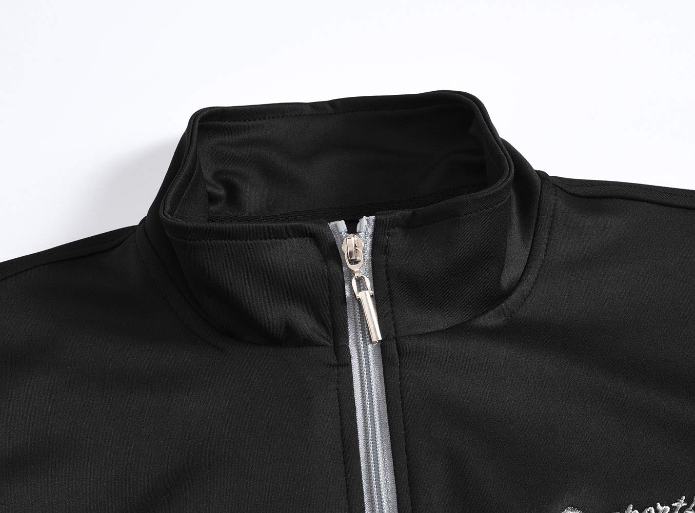 Gopune Men's Athletic Full Zip Fleece Tracksuit Jogging Sweatsuit Activewear (Black Lightgrey,M)