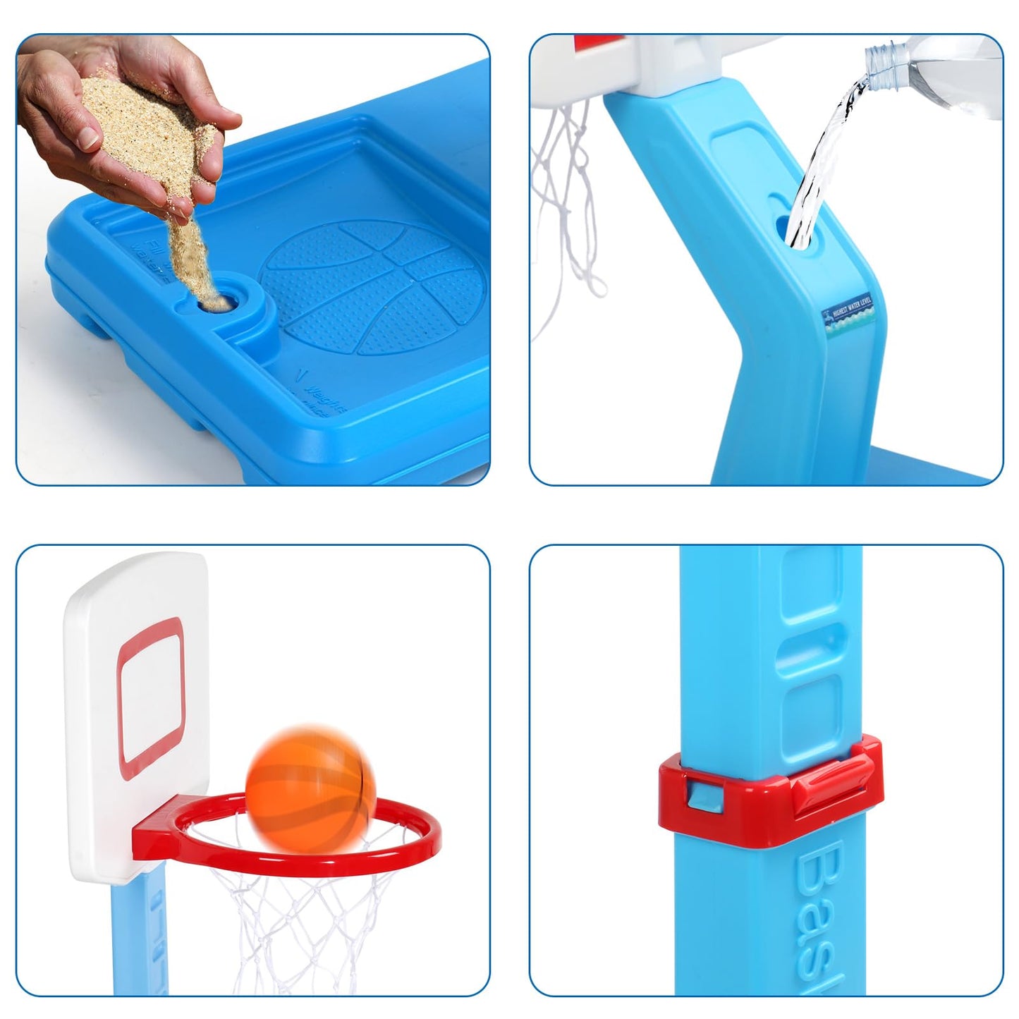 Fajiabao Toddler Basketball Hoop Indoor Adjustable Height Poolside Basketball Hoop Outdoor with Base Mini Basketball Hoop with 3 Balls Swimming Pool Toys Basketball Games for Kids Birthday Gift
