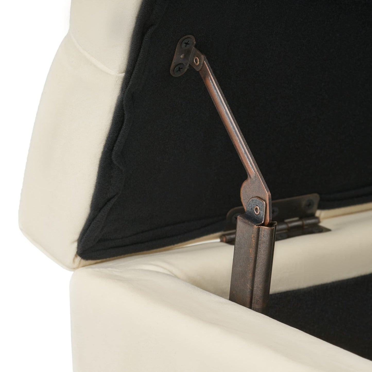 Christopher Knight Home Ottilie Velvet Storage Ottoman, Ivory 17.5”D x 51.0”W x 17.00”H