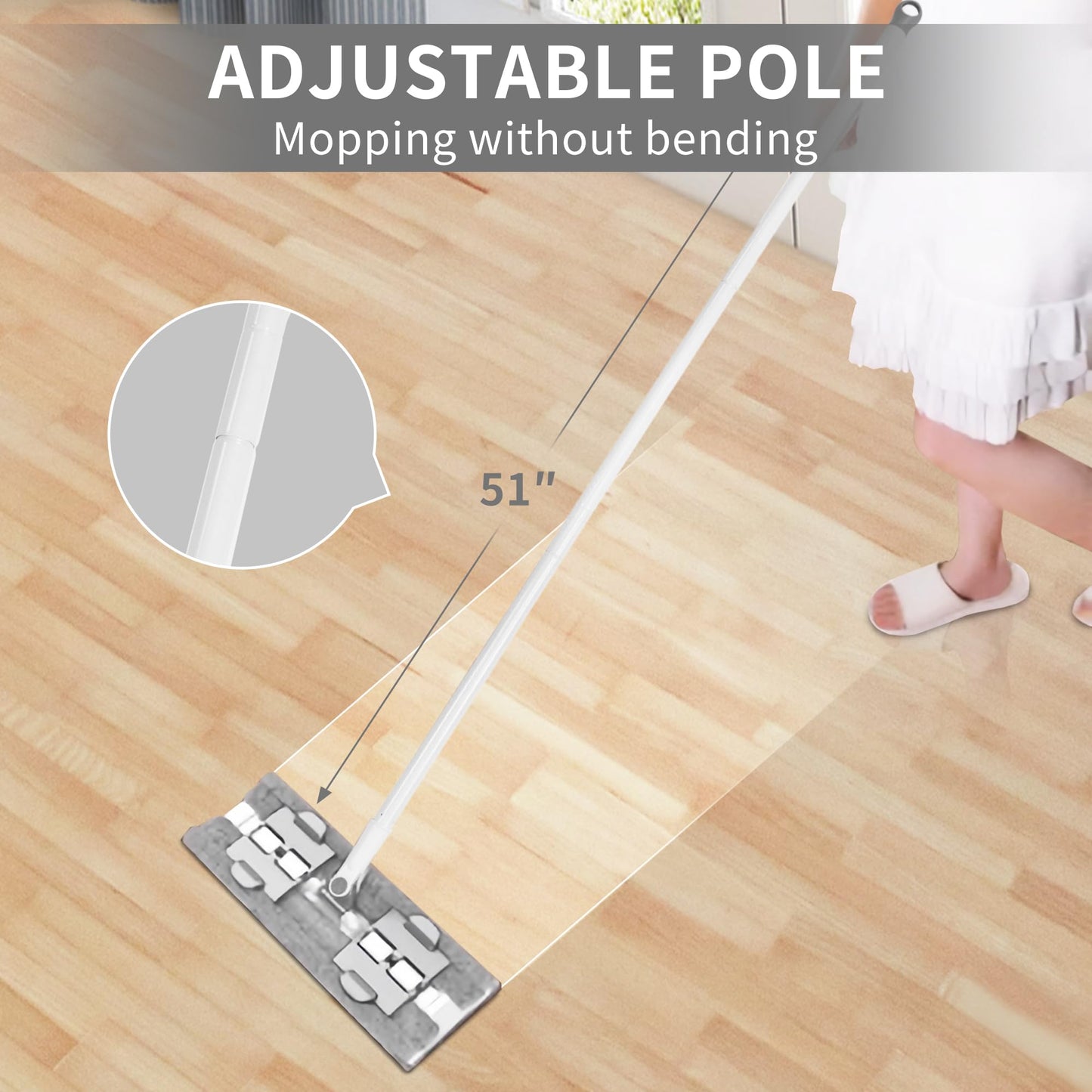 BOOMJOY Microfiber Mops for Floor Cleaning with 2 Washable Pads, Wet and Dry Mops for Hardwood Floor Cleaning, Laminate Floor Cleaner Mop
