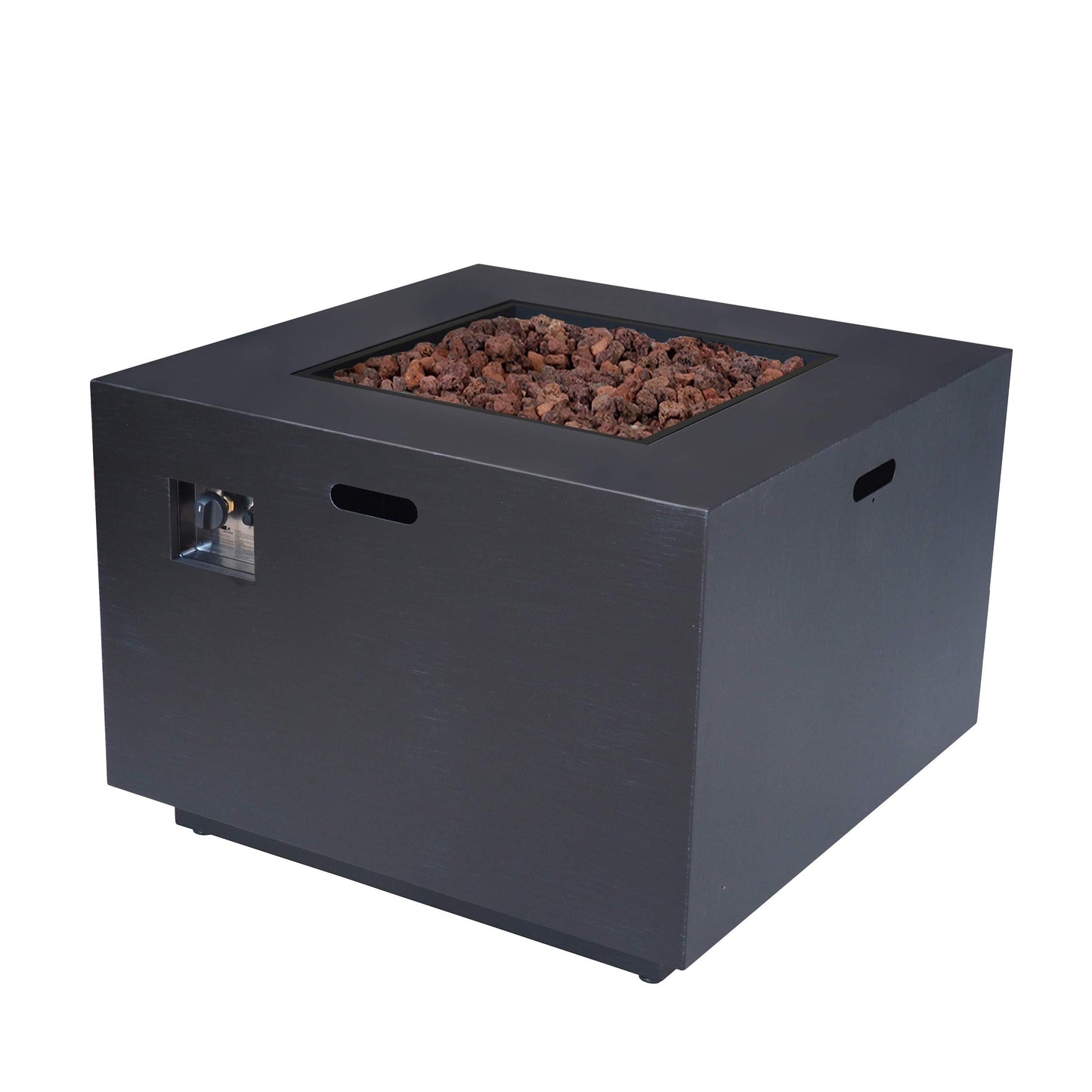 Christopher Knight Home Wellington Outdoor Iron 33" Square Fire Pit - 50,000 BTU, Dark Grey
