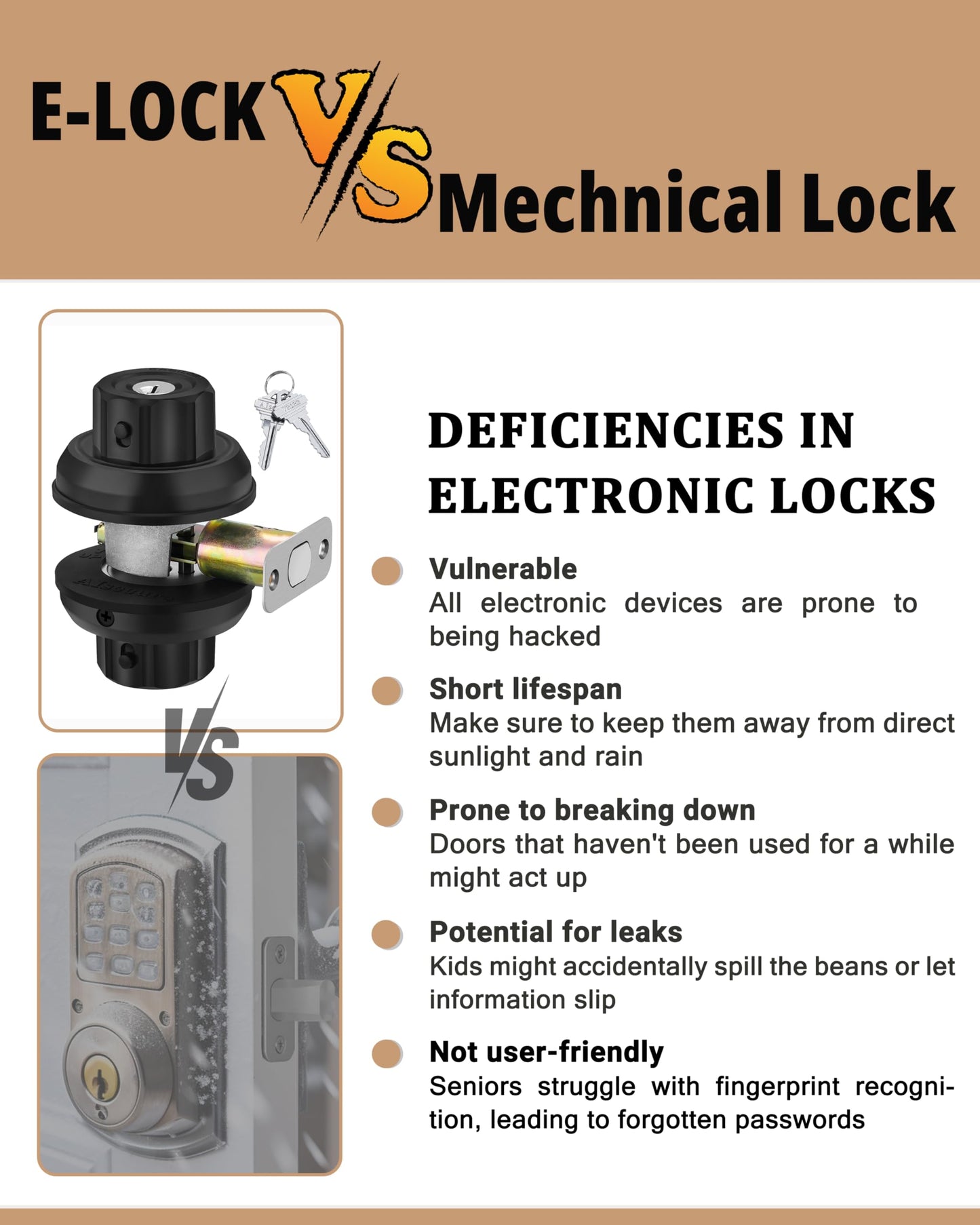 EASILOK Deadbolt Lock, E4 Twist-to-Lock Front Door Lock Keyless Heavy Duty Single Cylinder Deadbolt High Security with Unpickable Night Latch &Anti-Mislock Button, Zinc Alloy, Black