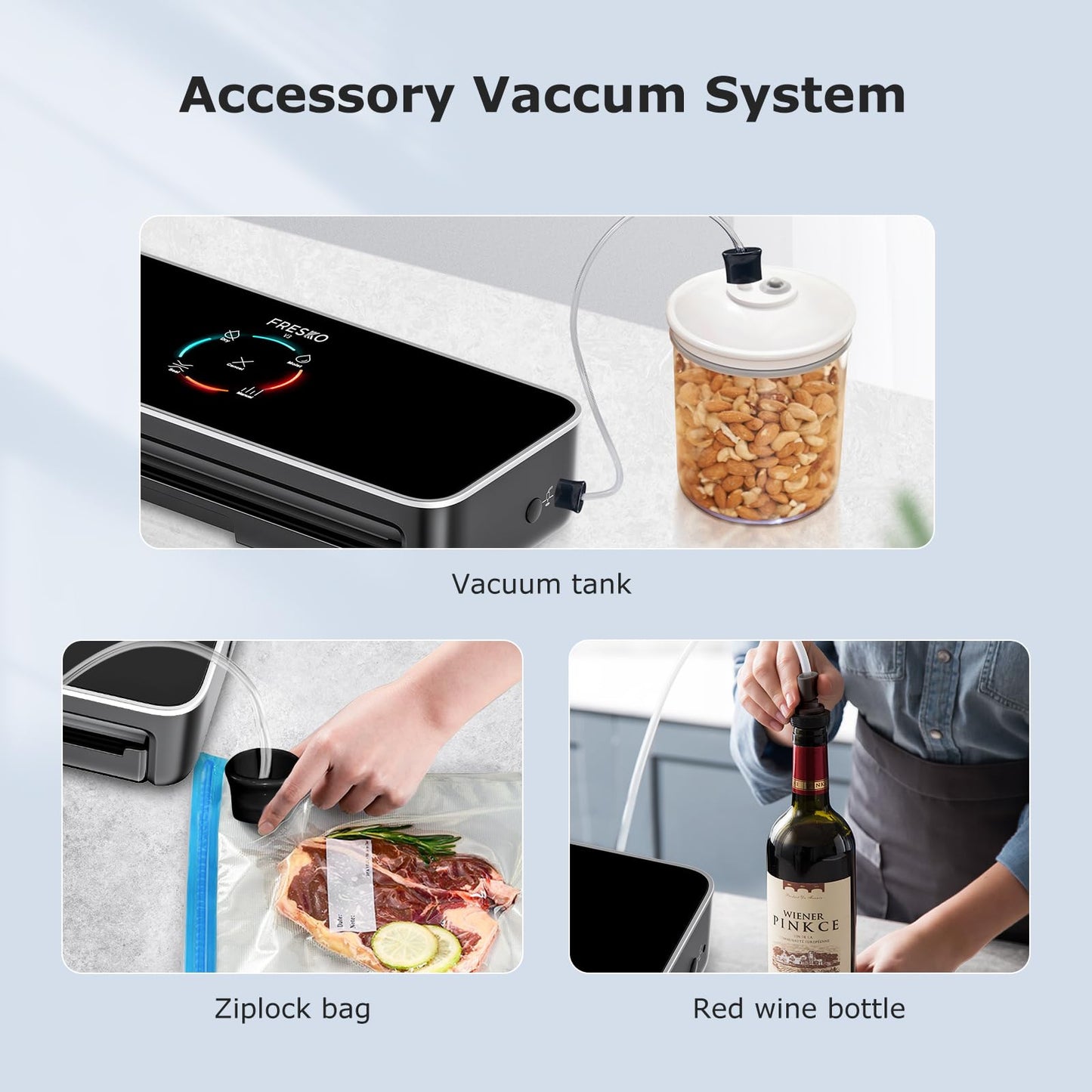 FRESKO Upgraded Fully Automatic Vacuum Sealer, Hands-Free Food Vacuum Sealer without Flipping the Lid, Easy-to-Use Touch Operation with Visual Progress Bar, ETL Certified