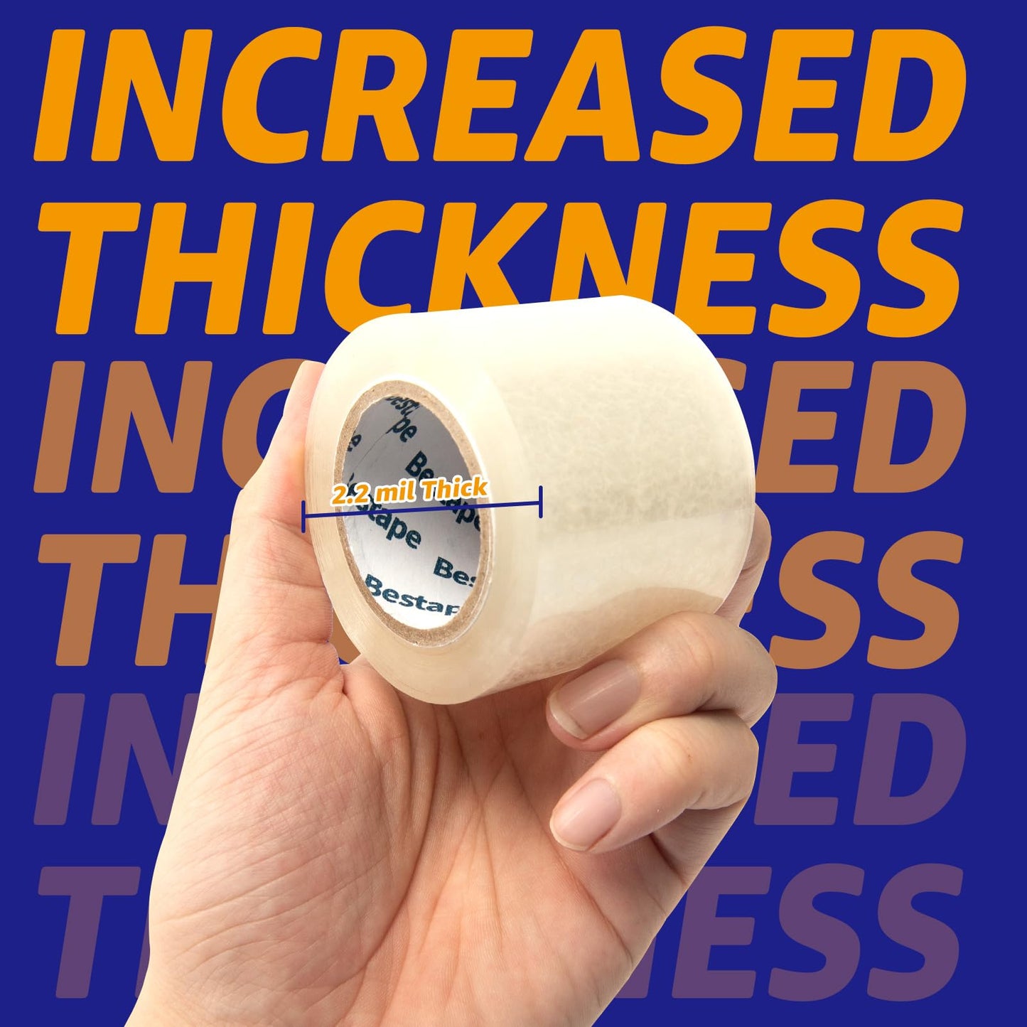 BESTAPE Clear Packaging Tape Dispensers, 1.89" x 30yds Packaging Tape for Shipping Mailing Wrapping, No Splitting and Tearing, 3 Dispensered Rolls