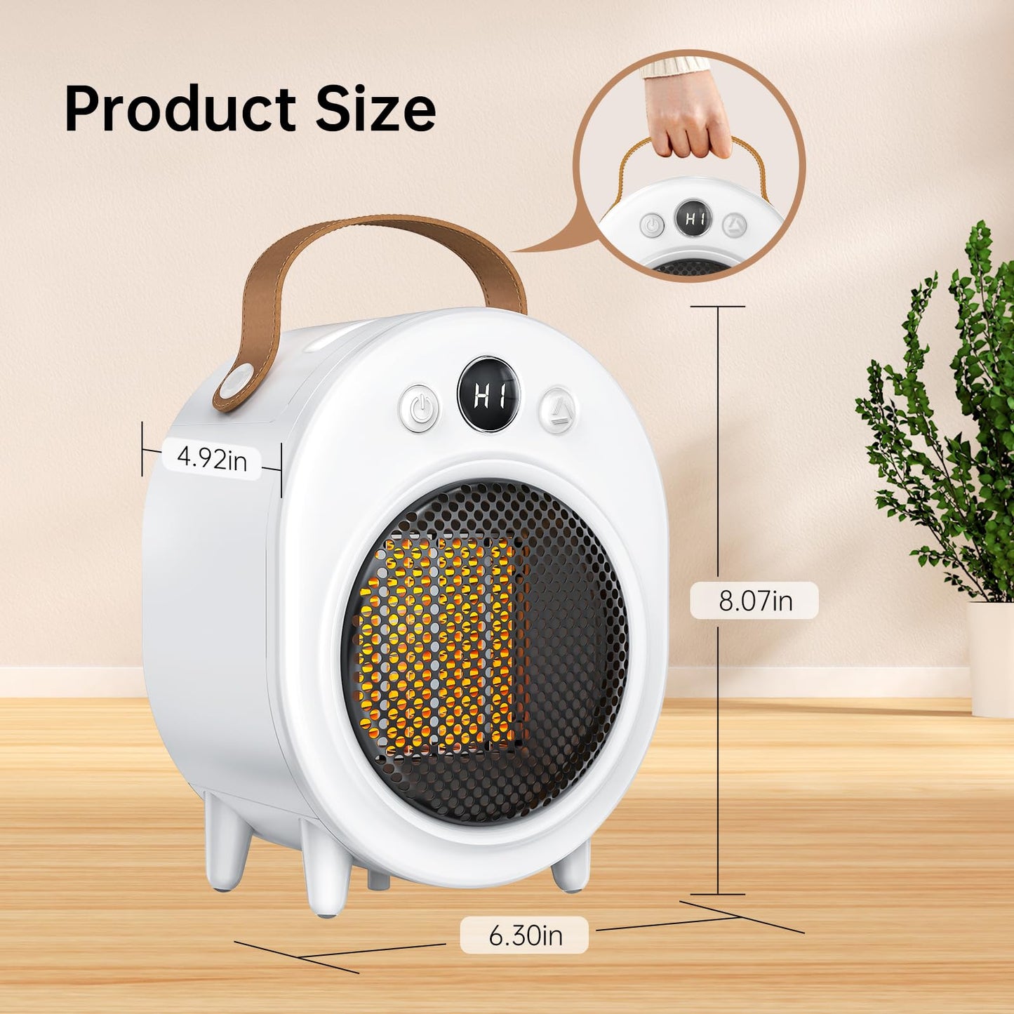 DTZY Electric Space Heater Indoor, 1200W PTC Fast Heating Ceramic, Overheating & Tip Over Protection, 5H Timer, 3 Modes, Portable Electric Heater for Bedroom, Office and Indoor Use