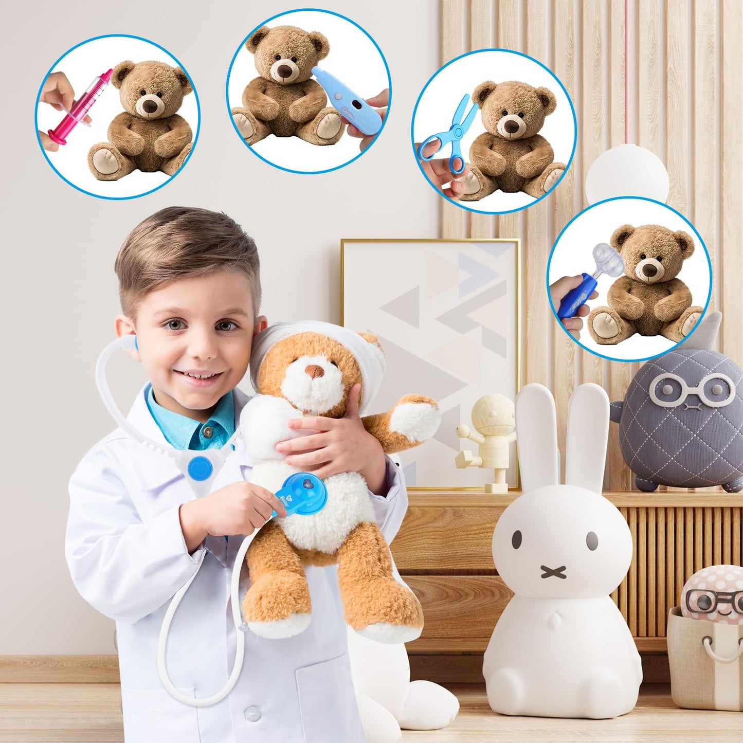 Doctor Kit Toy for Kids Pretend Play Doctor Playset, Toddlers Toys Medical Set for Dress Up Preschool Role Play Birthday Gifts Boy Age 3 4 5 6 7 Year Old Educational Doctor Costume Kits Role Play Blue