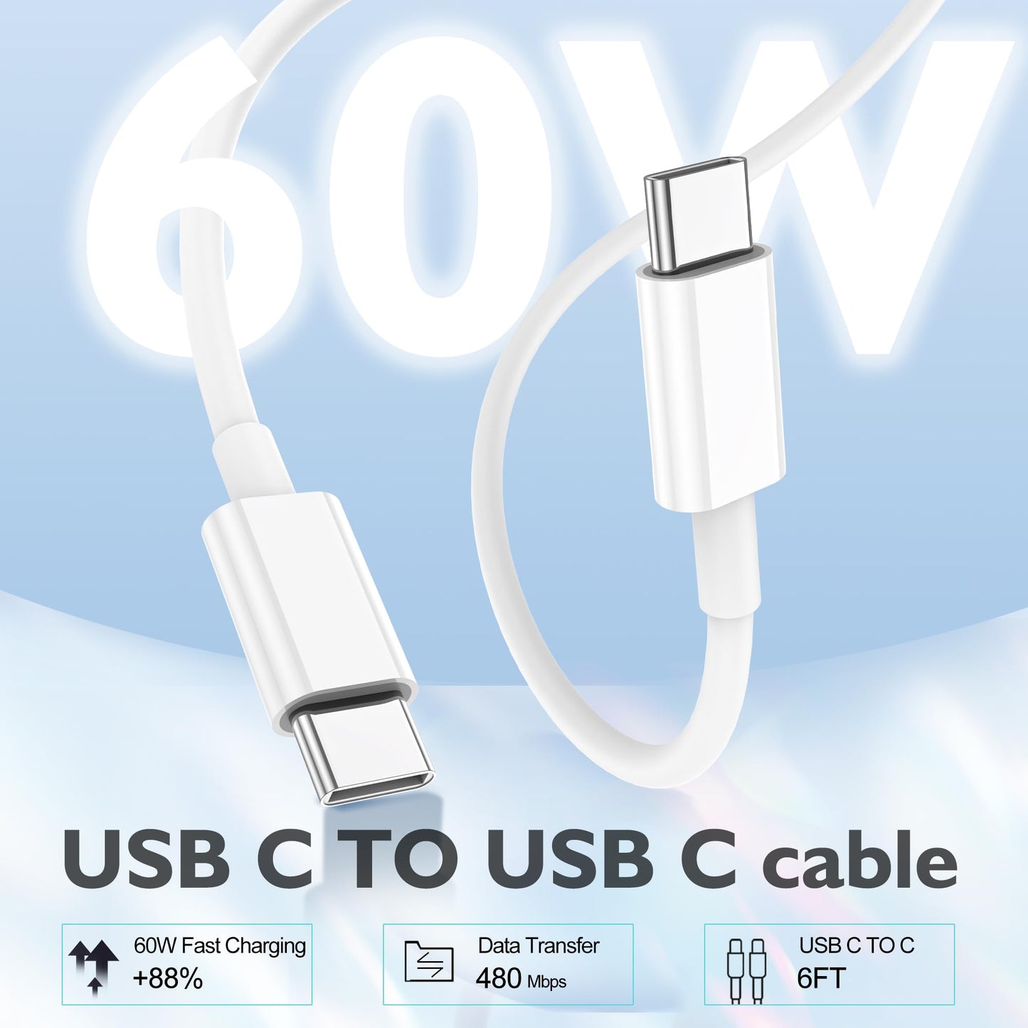 iPhone 15 Charger, Fast iPad Charger 2Pack 20W USB C Charger Block with USB C to USBC Cable 6FT for iPhone 15/15 Plus/15 Pro/15 Pro Max, iPad 10th, iPad 11/12.9 inch, iPad Air 4/5th, iPad Mini 6